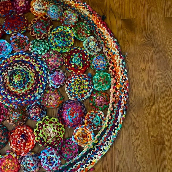 Large 47” Colorful Round Rag Rug - Good Condition - Picture 4 of 11